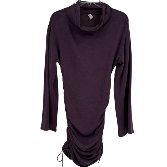 Daily Practice Anthropologie Long Sleeve Ruched Mini Dress Plum Purple Size S - Picture 5 of 15